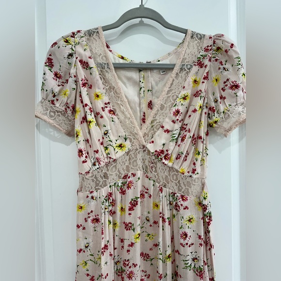 LPA Dress XXS Floral Pink Midi Dress with side slit - Picture 4 of 14